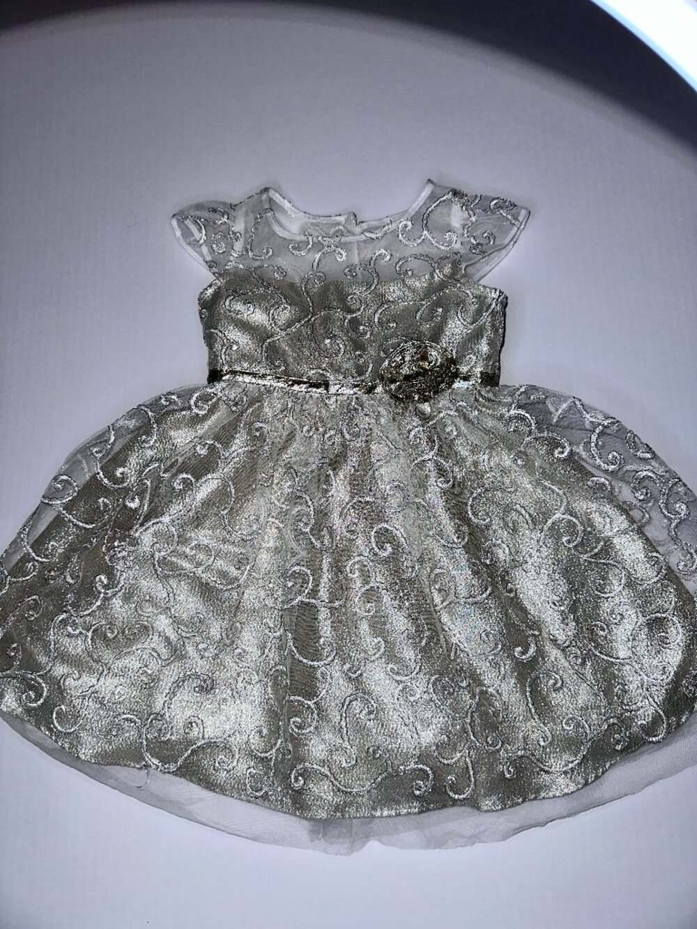 Jona Michelle Toddler Girls CHAMPAGNE GOLD swirl glittery Dress Size 3T